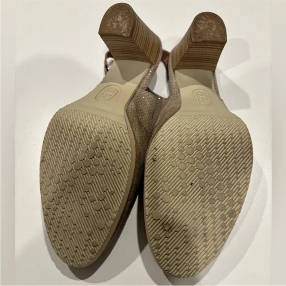 Mephisto tan sling back open toe stacked block heel metallic dots womens 8 1/2 - Picture 14 of 14